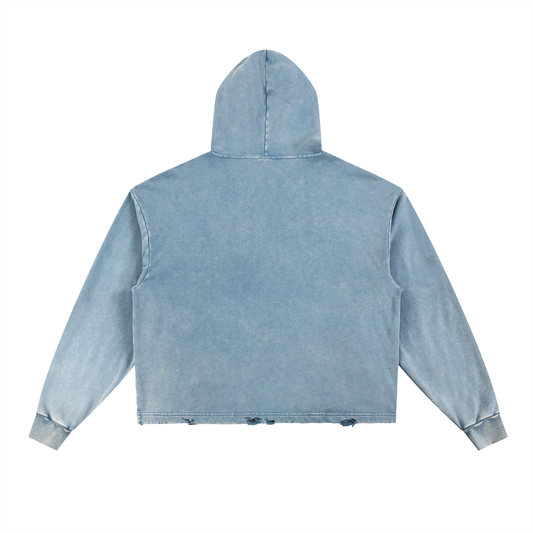 BLUE GEM FRAYED HOODIE