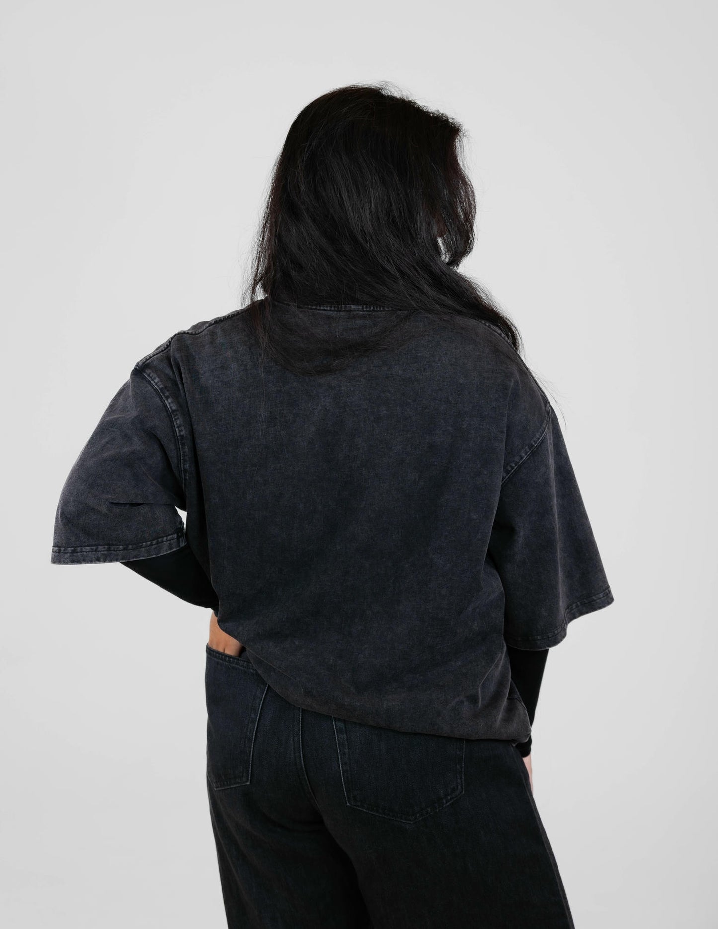 GUSHED STONE WASHED BOXY TEE