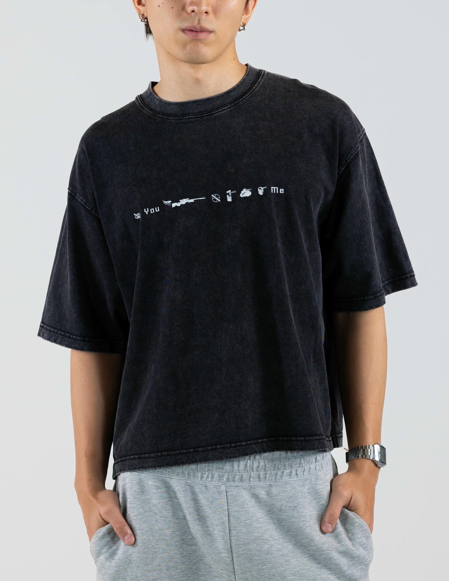 GUSHED STONE WASHED BOXY TEE