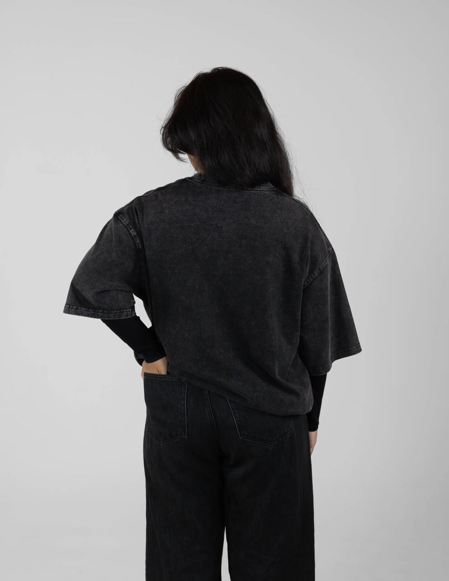 GUSHED STONE WASHED BOXY TEE