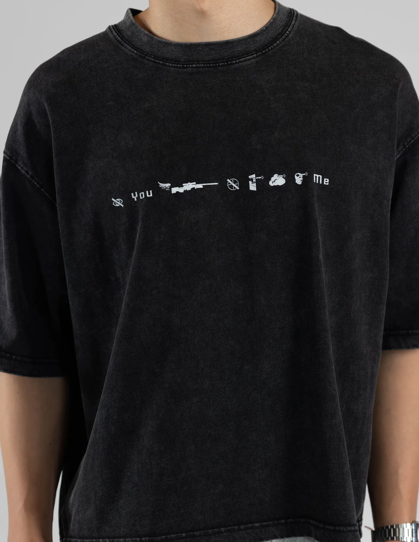 GUSHED STONE WASHED BOXY TEE